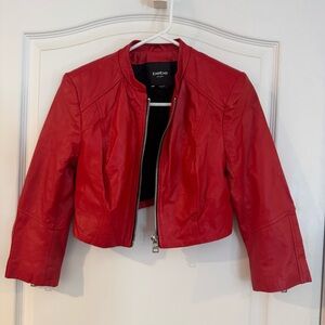 Bebe Bold Red Leather Jacket XS